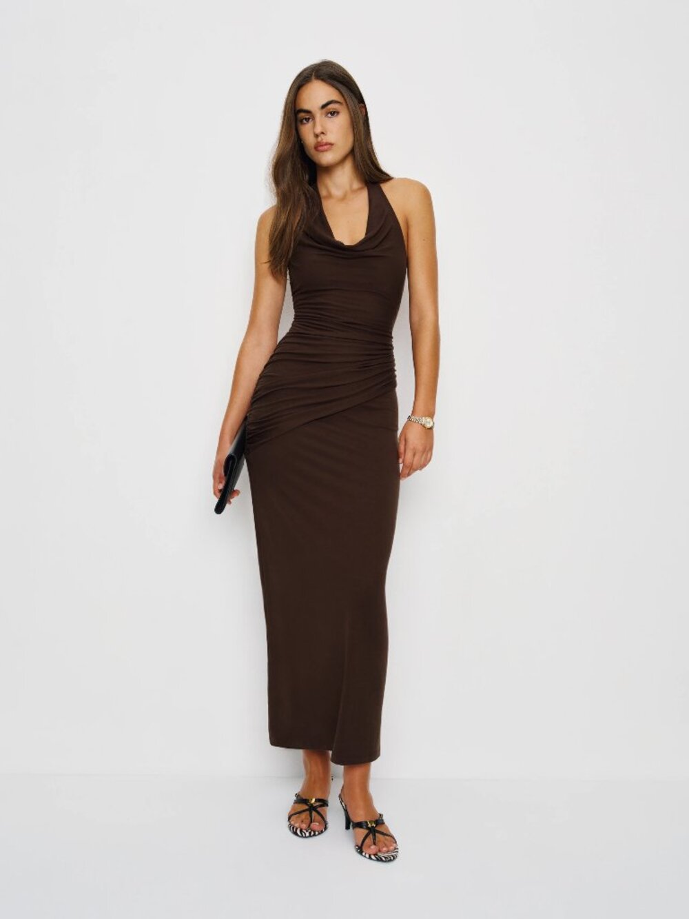 Reformation Niccola Knit Dress Brown - Size M